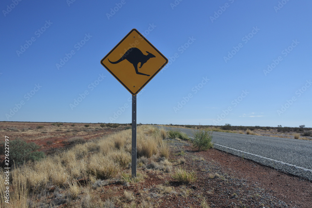Beware of the kangaroo road sign in central Australia outback
