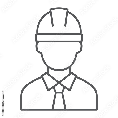 Oilman thin line icon, industy and man, worker sign, vector graphics, a linear pattern on a white background.