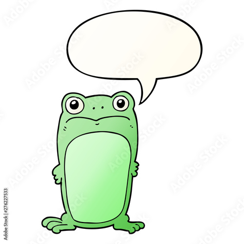 cartoon staring frog and speech bubble in smooth gradient style