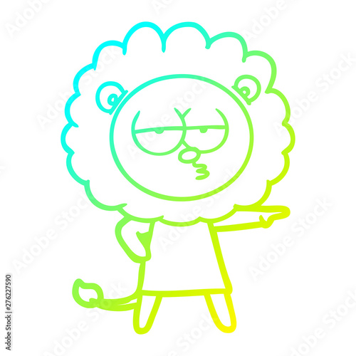 cold gradient line drawing cartoon bored lion