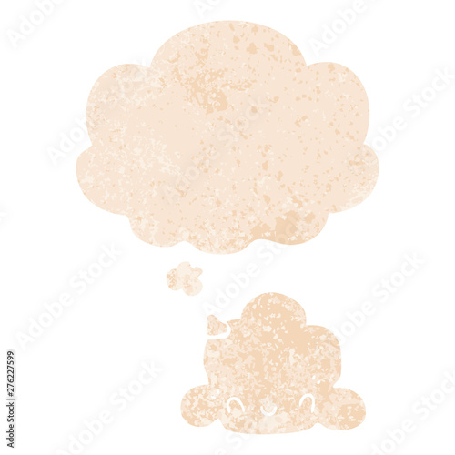 cartoon cloud and thought bubble in retro textured style