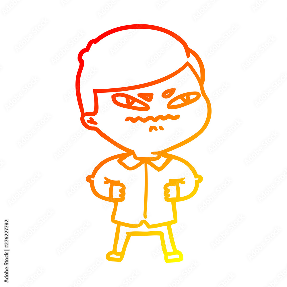 warm gradient line drawing cartoon angry man