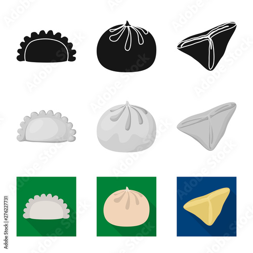 Vector illustration of products and cooking symbol. Set of products and appetizer vector icon for stock.