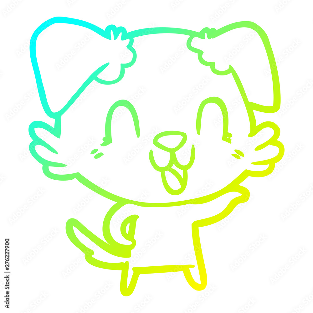 Obraz premium cold gradient line drawing laughing cartoon dog