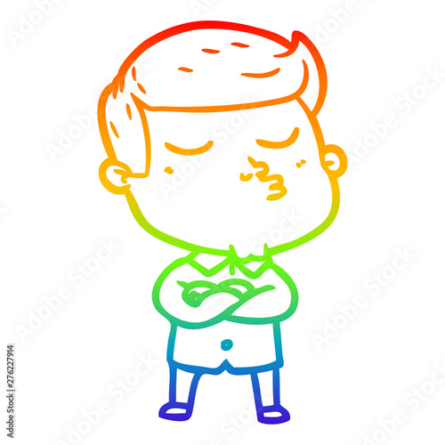 rainbow gradient line drawing cartoon model guy pouting