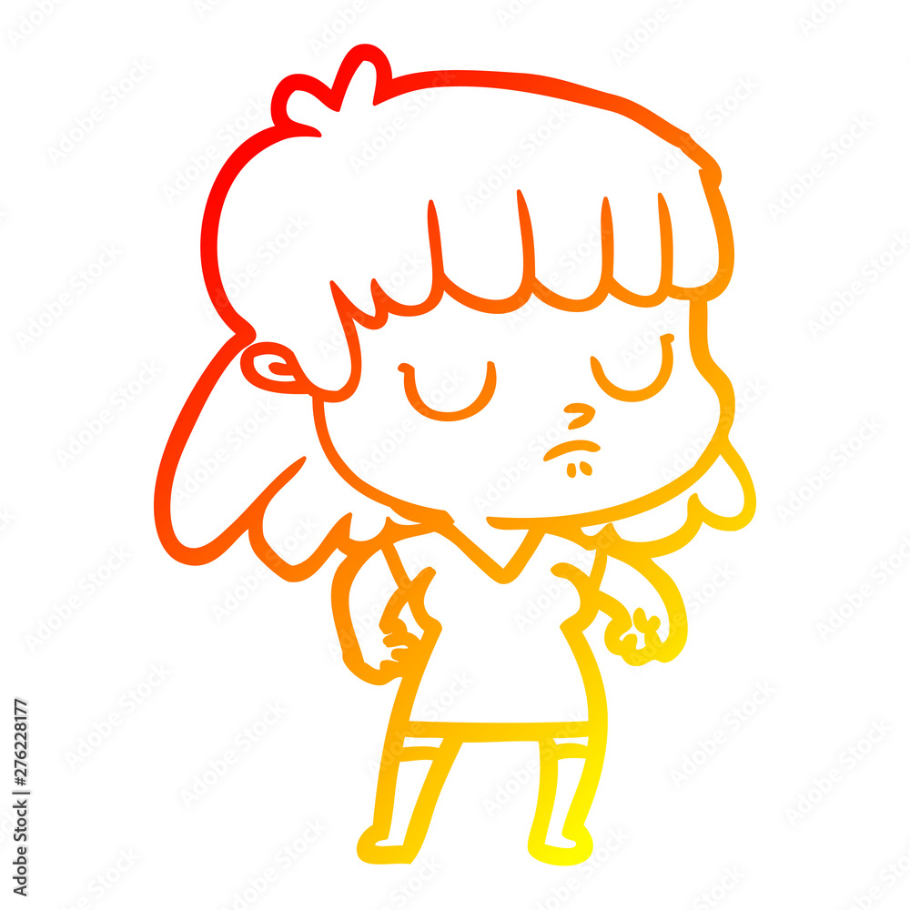warm gradient line drawing cartoon indifferent woman warm gradient line drawing cartoon indifferent woman