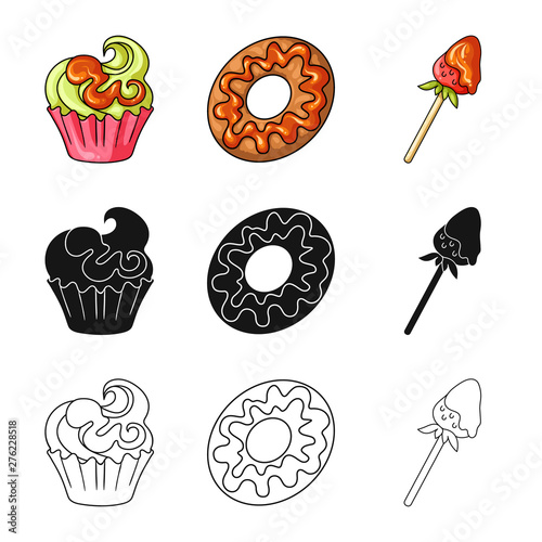 Isolated object of confectionery and culinary symbol. Set of confectionery and product stock vector illustration.