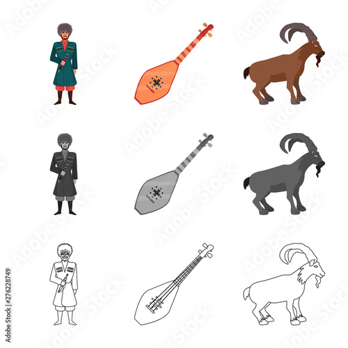 Vector illustration of culture and sightseeing sign. Collection of culture and originality stock vector illustration.