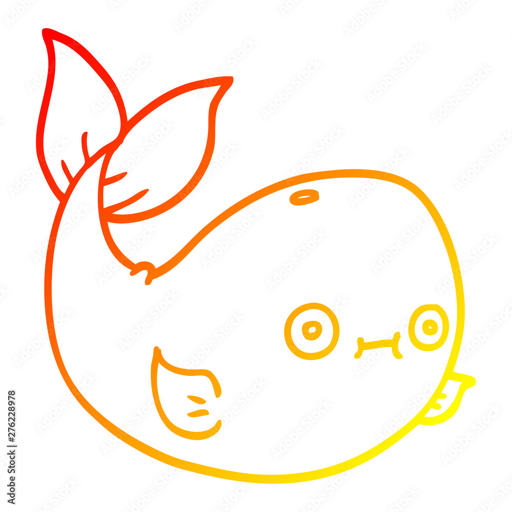 Obraz premium warm gradient line drawing cartoon sea whale