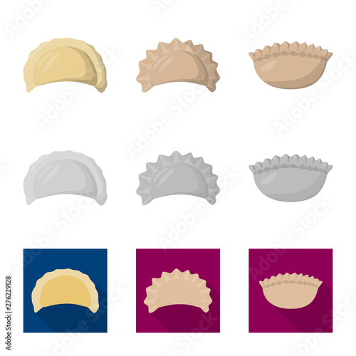 Vector illustration of products and cooking symbol. Collection of products and appetizer stock symbol for web.