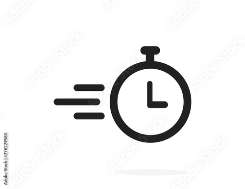 Clock or time flying icon isolated on white background. Timer sign. Flat time design concept.