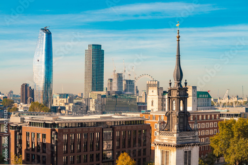 Skyline of London seen from One New Change, City of London with the London Eye and Oxo Tower and One Blackfriars at Bank side, London photo