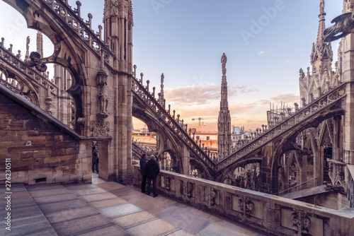 Duomo (Cathedral) in Milano from above before sunset, Milan, Lombardy photo