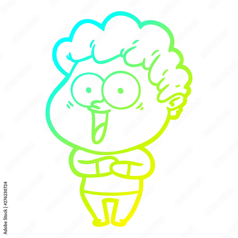 cold gradient line drawing cartoon happy man cold gradient line drawing cartoon happy man