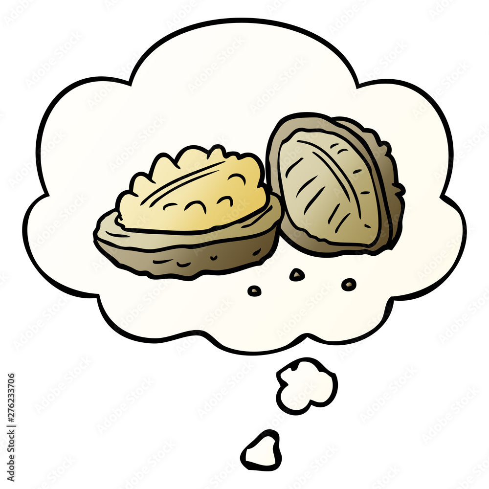 cartoon walnuts and thought bubble in smooth gradient style cartoon walnuts and thought bubble in smooth gradient style