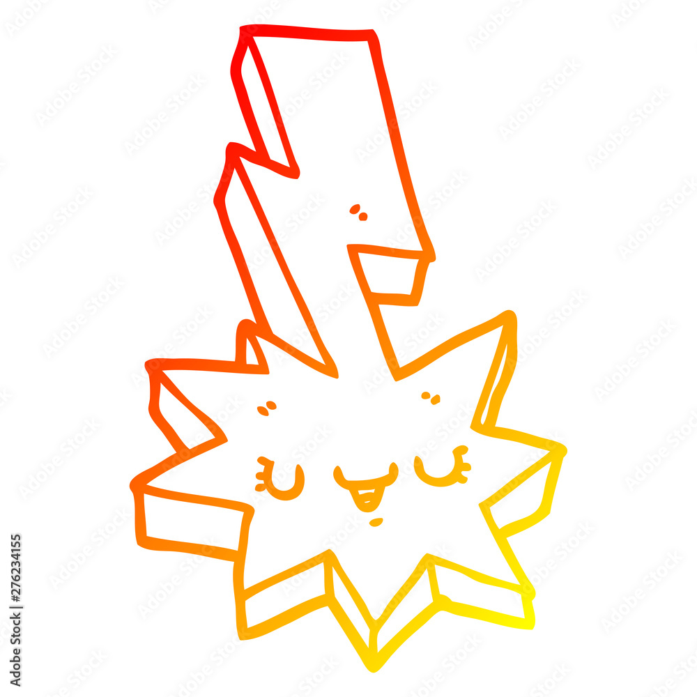 Fototapeta premium warm gradient line drawing cartoon lightning strike
