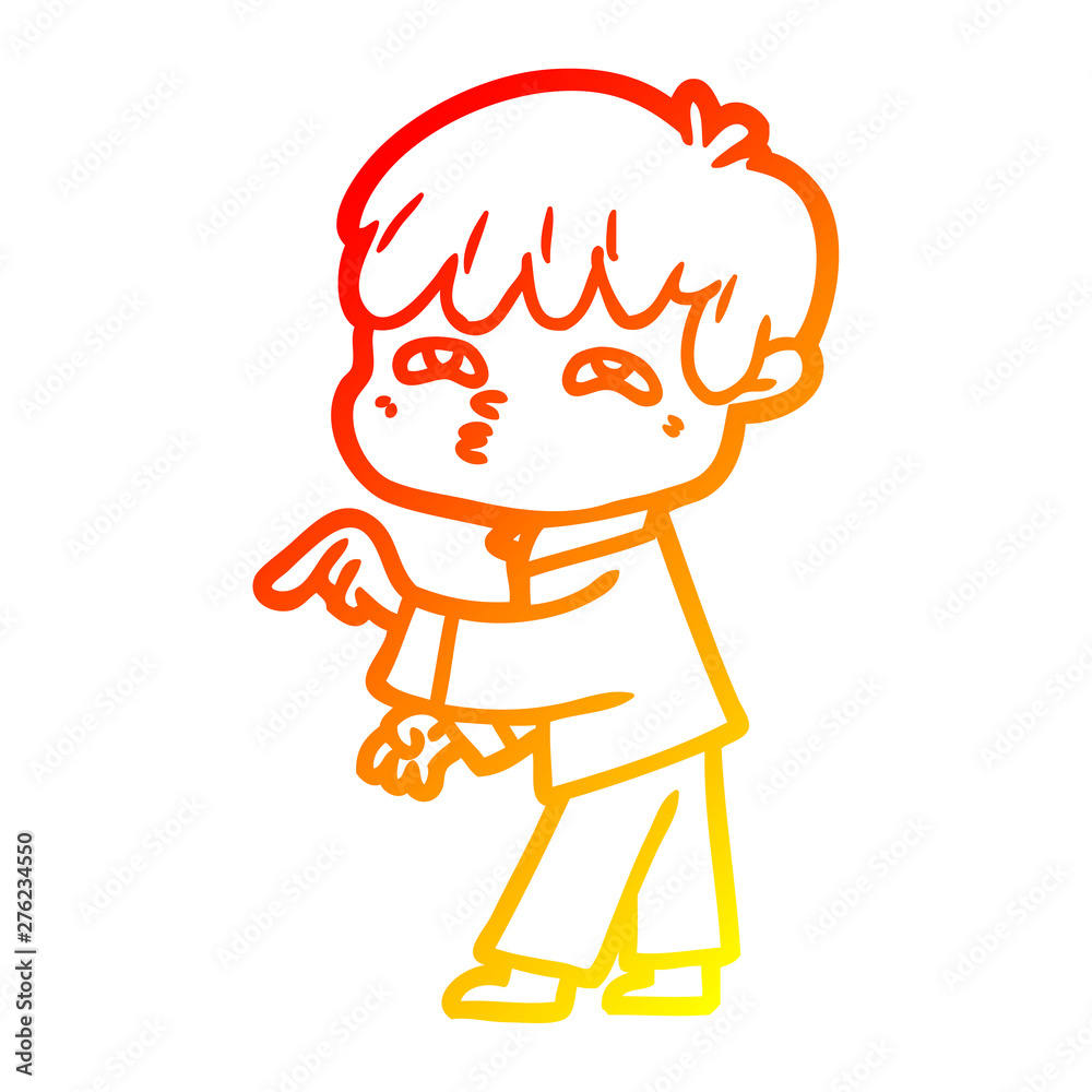 warm gradient line drawing cartoon curious man