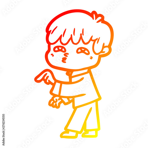 warm gradient line drawing cartoon curious man
