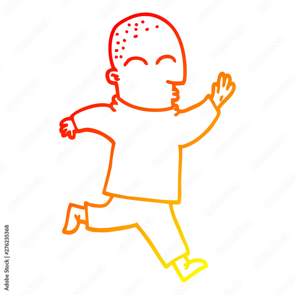 warm gradient line drawing cartoon man running