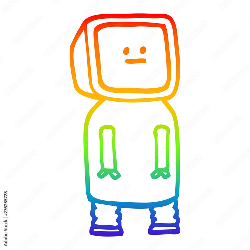 rainbow gradient line drawing cartoon funny robot