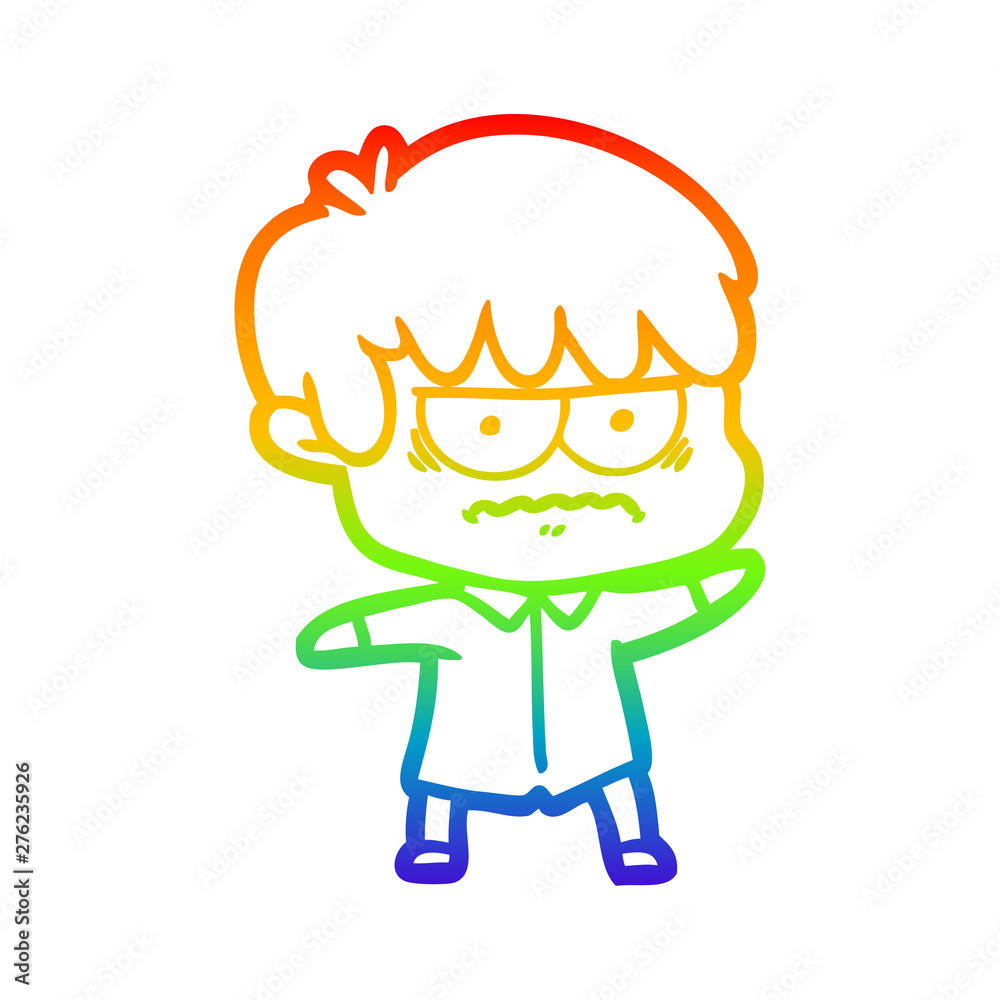 rainbow gradient line drawing annoyed cartoon boy rainbow gradient line drawing annoyed cartoon boy