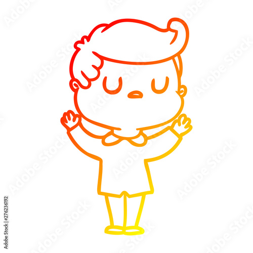warm gradient line drawing cartoon aloof man