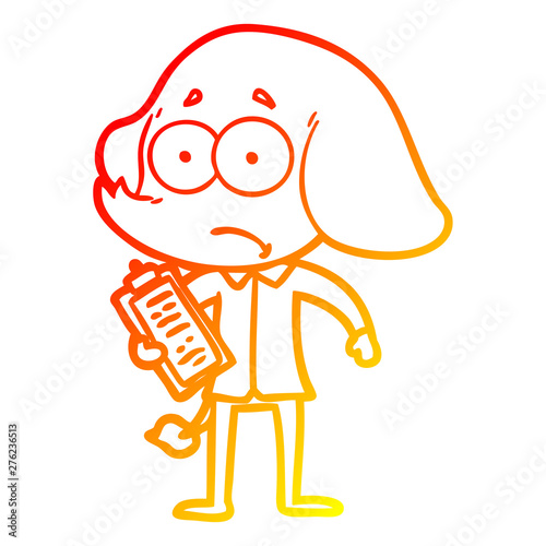 warm gradient line drawing cartoon unsure elephant