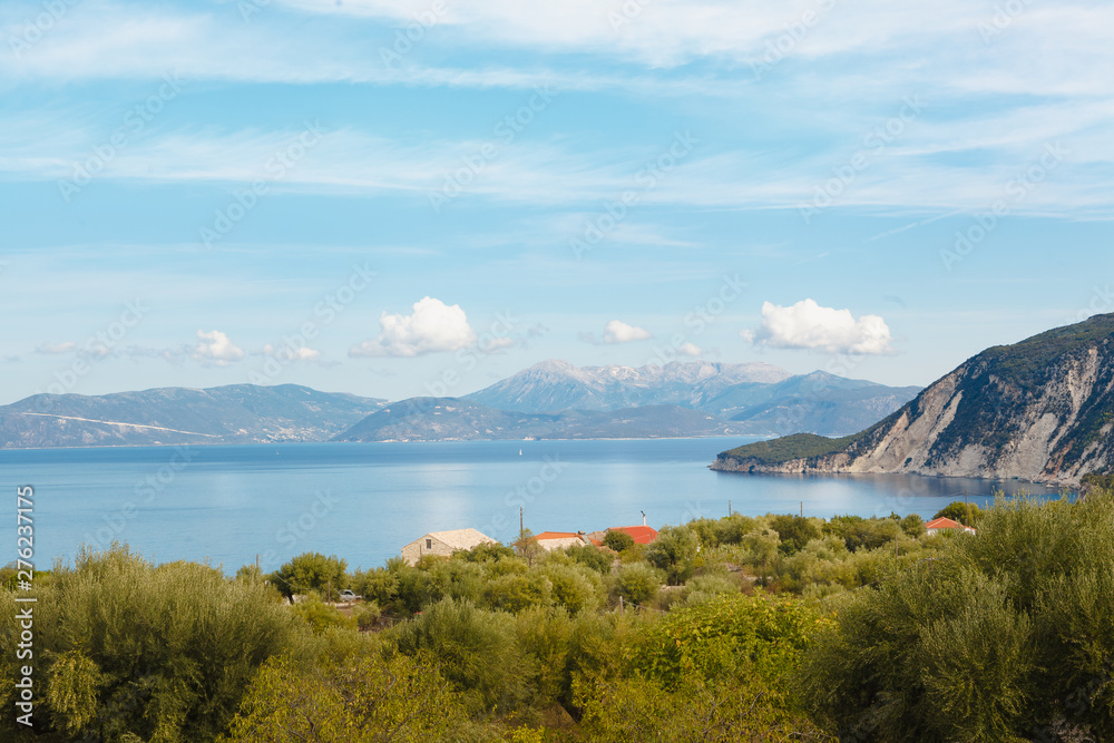 view of mountains and lake on Ithaka