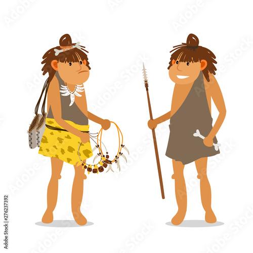Young ancient girls exchange things vector illustration on white background