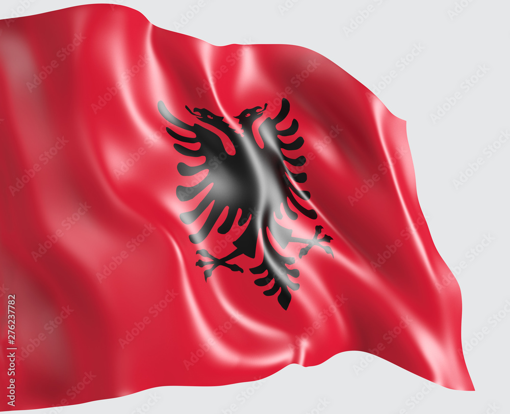 Waving flag of Albania . 3d illustration Waving flag of Albania . 3d illustration