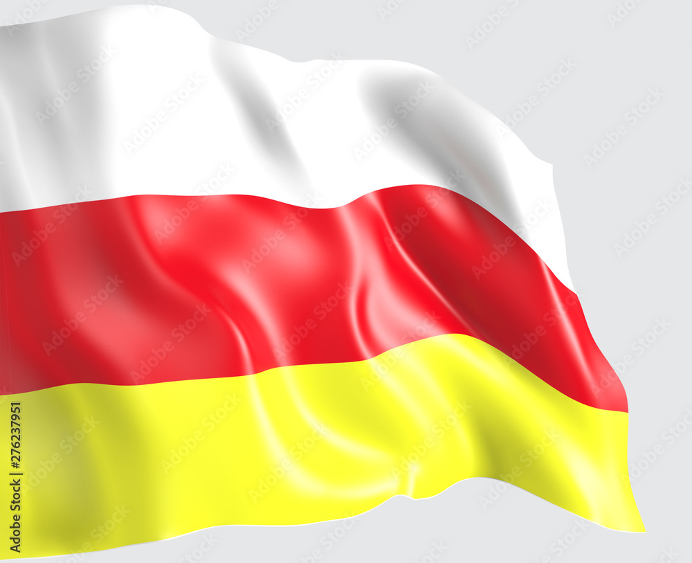 Waving flag of South Ossetia . 3d illustration Waving flag of South Ossetia . 3d illustration