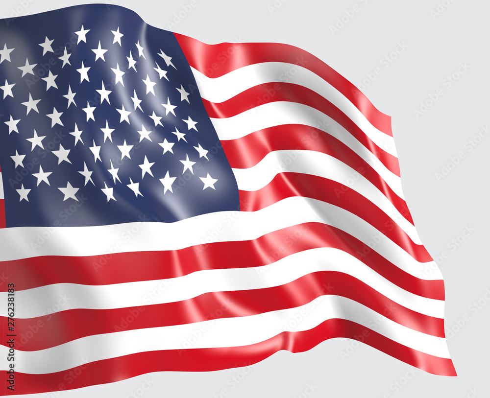 Fototapeta premium Waving flag of United States . 3d illustration