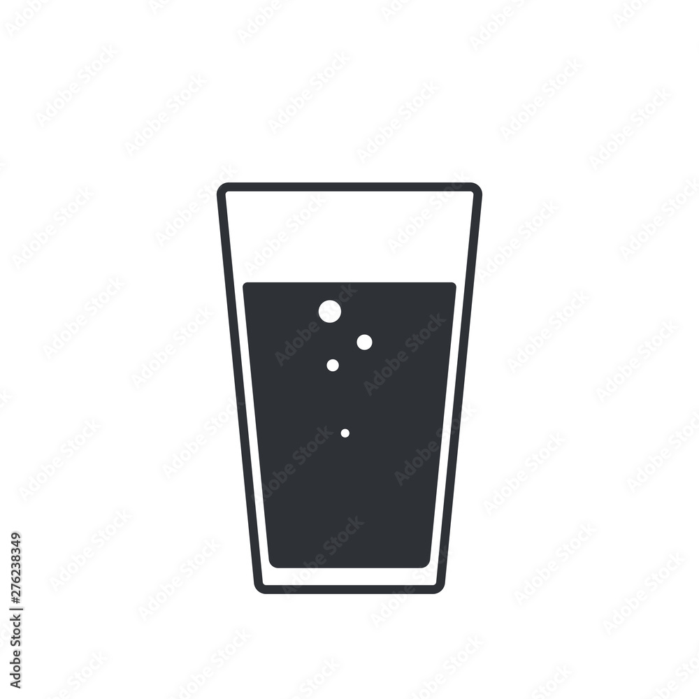 Glass of water on a white background. Flat style icon. Glass of water on a white background. Flat style icon.