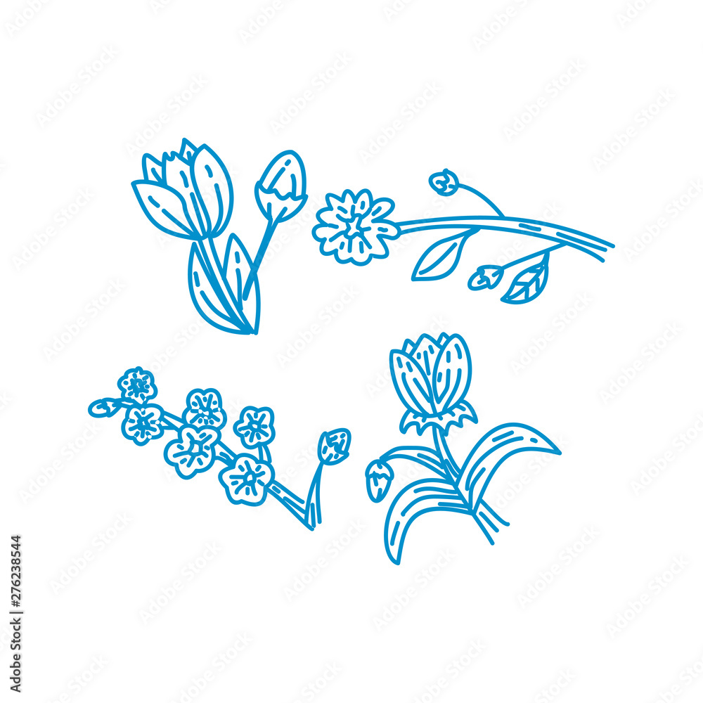 Flower Leaf Illustration Design Template Vector Linear Flower Leaf Illustration Design Template Vector Linear