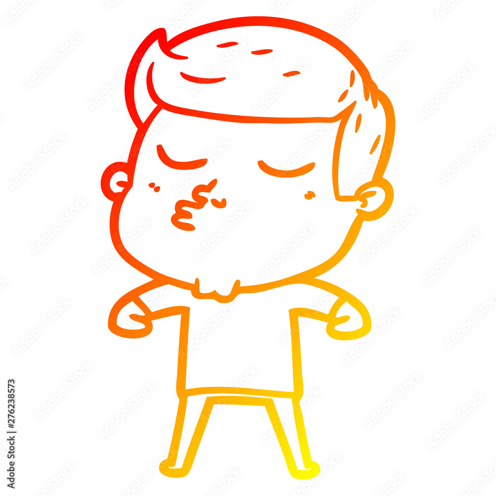 Fototapeta premium warm gradient line drawing cartoon model guy pouting