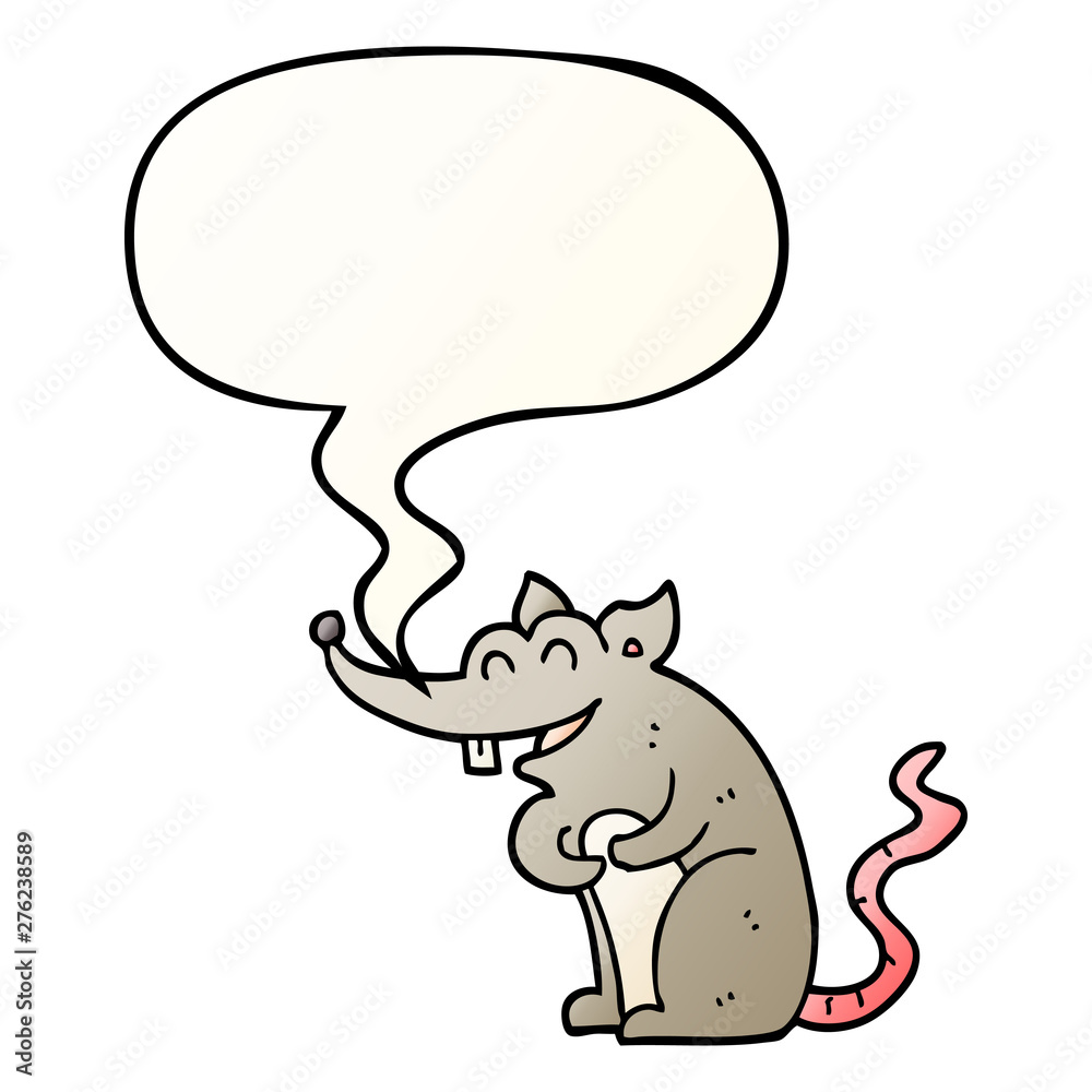 cartoon rat and speech bubble in smooth gradient style cartoon rat and speech bubble in smooth gradient style