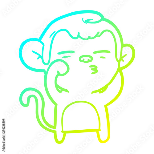 cold gradient line drawing cartoon suspicious monkey