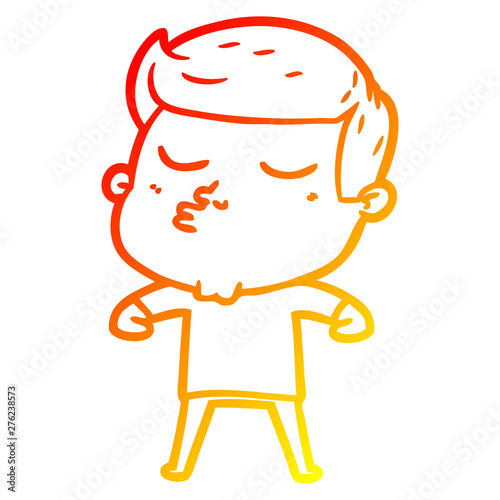 warm gradient line drawing cartoon model guy pouting