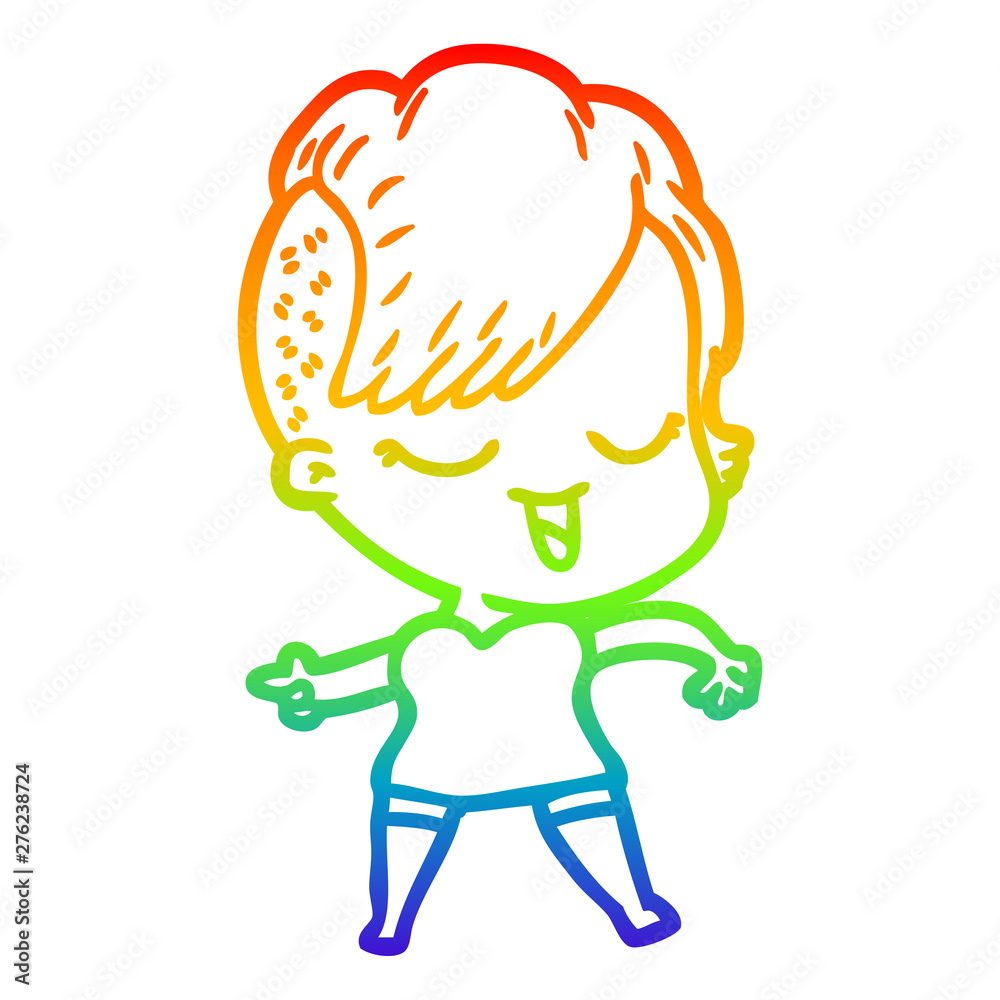 rainbow gradient line drawing happy cartoon girl rainbow gradient line drawing happy cartoon girl