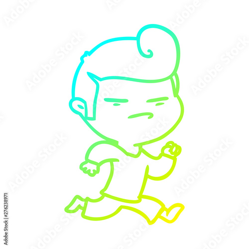 cold gradient line drawing cartoon cool guy with fashion hair cut