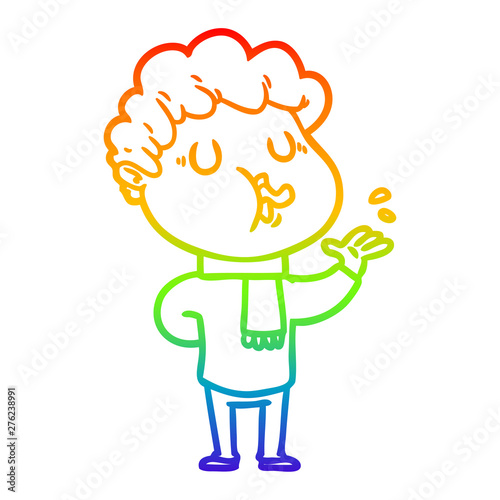 rainbow gradient line drawing cartoon man singing