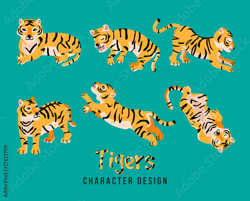 Cute fat tiger sticker pack. 