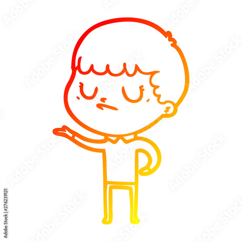 warm gradient line drawing cartoon grumpy boy