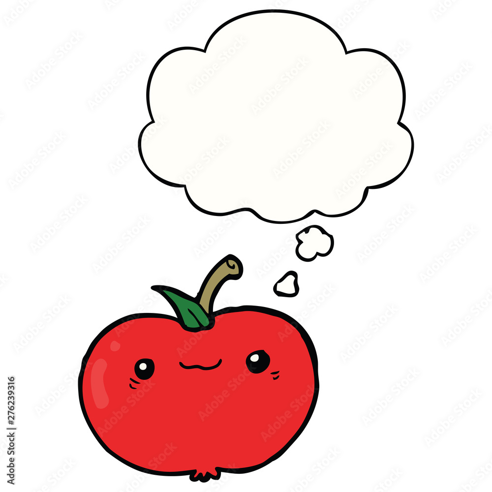 Obraz premium cartoon apple and thought bubble