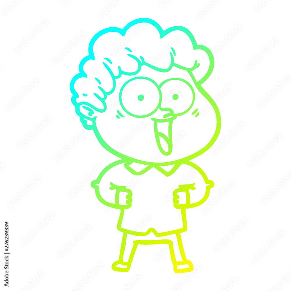 cold gradient line drawing cartoon happy man cold gradient line drawing cartoon happy man