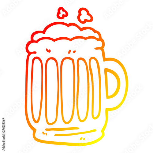 warm gradient line drawing cartoon tankard of beer