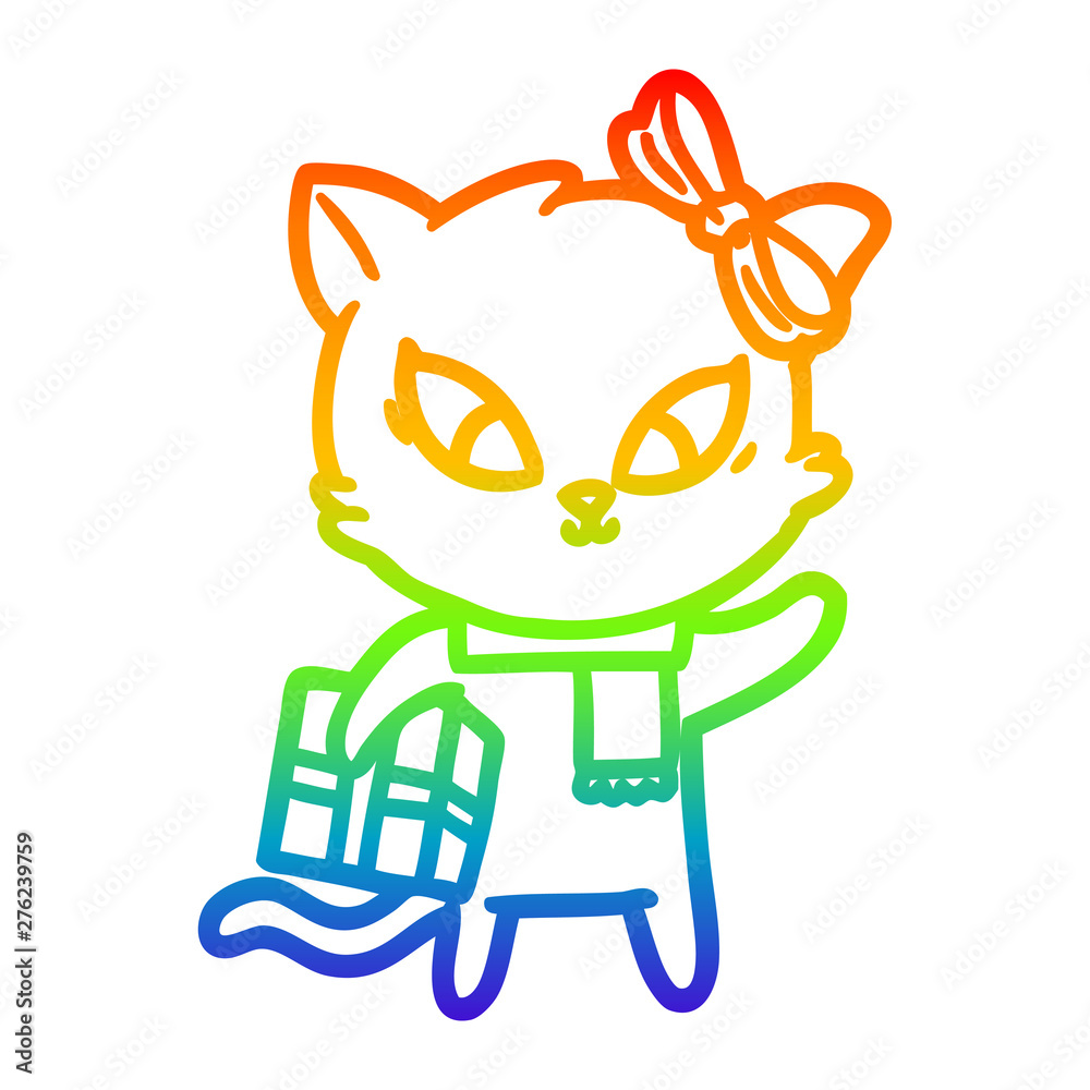 rainbow gradient line drawing cartoon cat rainbow gradient line drawing cartoon cat