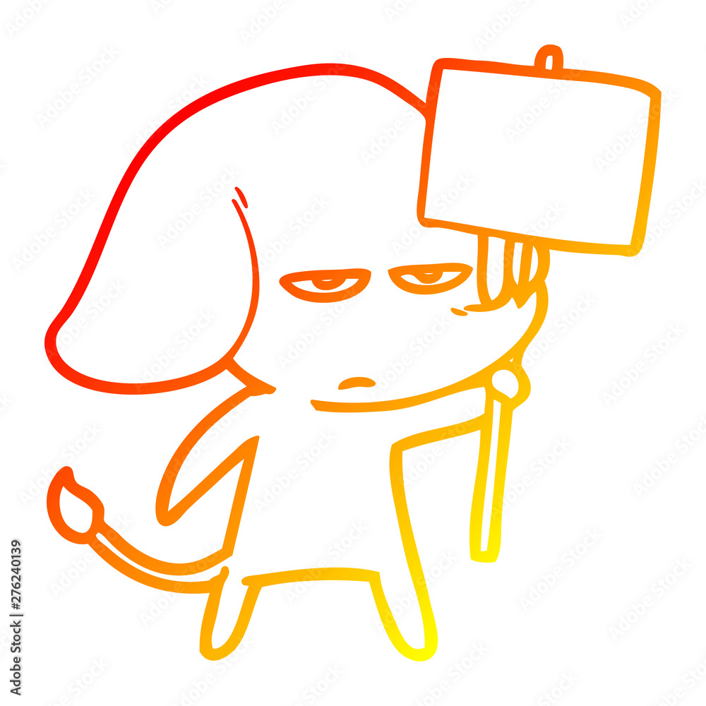 warm gradient line drawing annoyed cartoon elephant warm gradient line drawing annoyed cartoon elephant