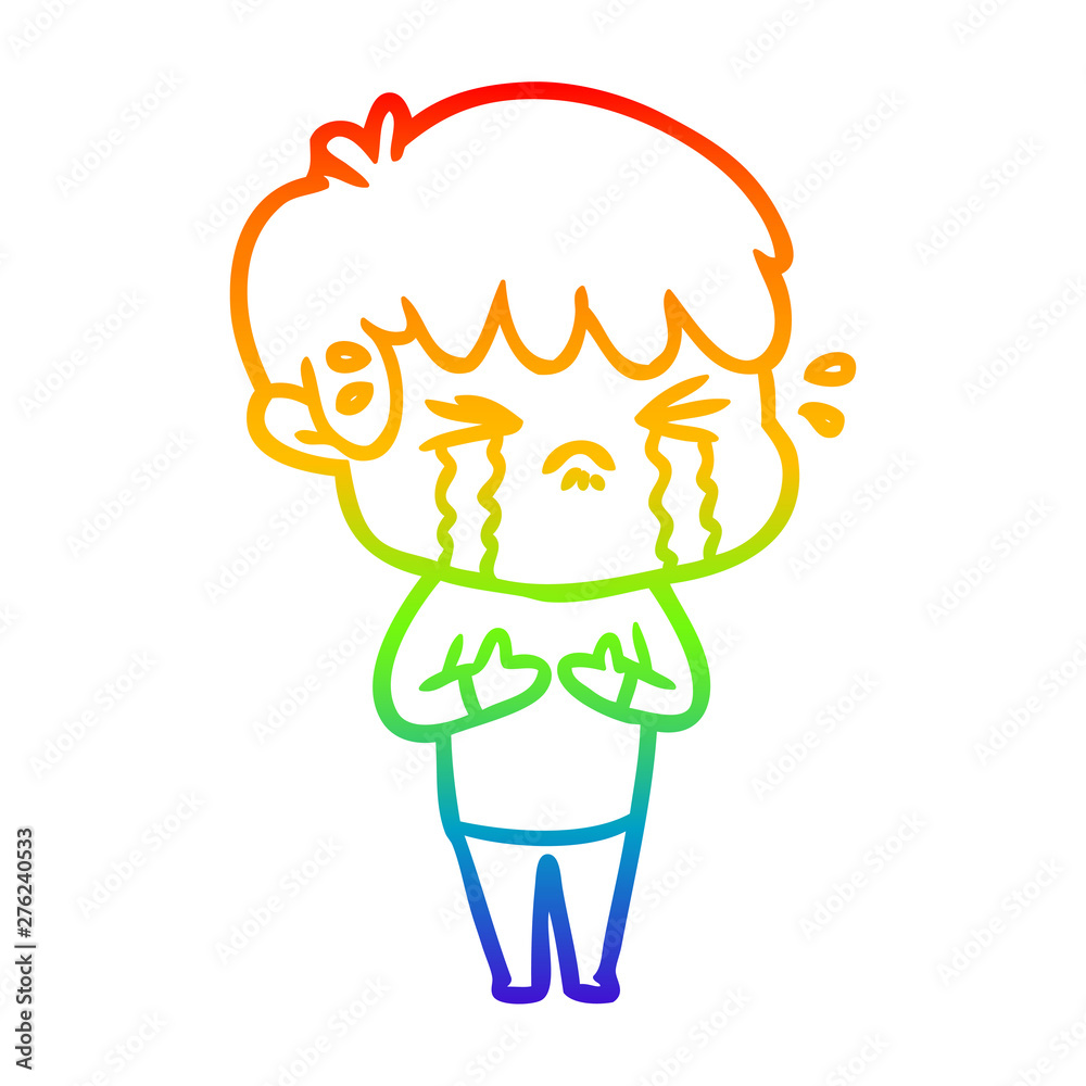 rainbow gradient line drawing cartoon boy crying rainbow gradient line drawing cartoon boy crying