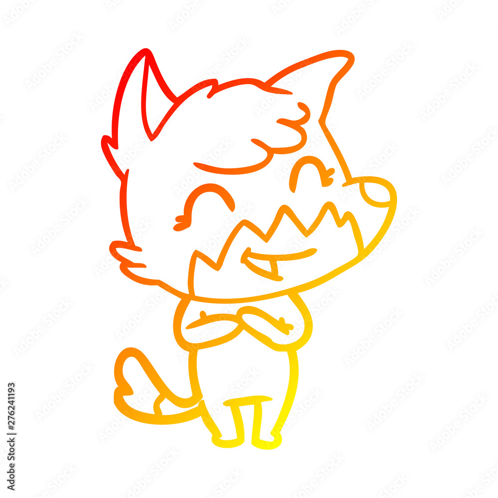 warm gradient line drawing happy cartoon fox warm gradient line drawing happy cartoon fox